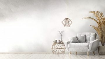 Interior with armchair and coffee table 3d rendering