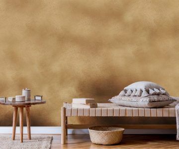 Minimalistic composition of oriental living room with chaise lon